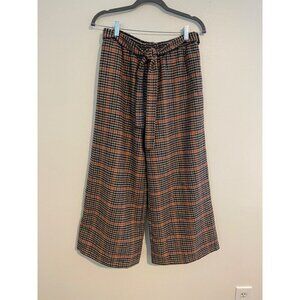 Apricot Lane Women M US 8 Plaid Wide-Leg Pants Wool Blend Lined Pull-On NEW